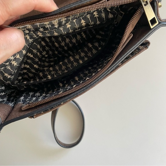 Antik Kraft Boho Fringe Tassel Crossbody Bag Purse Vegan Faux Leather Brown - Picture 6 of 11